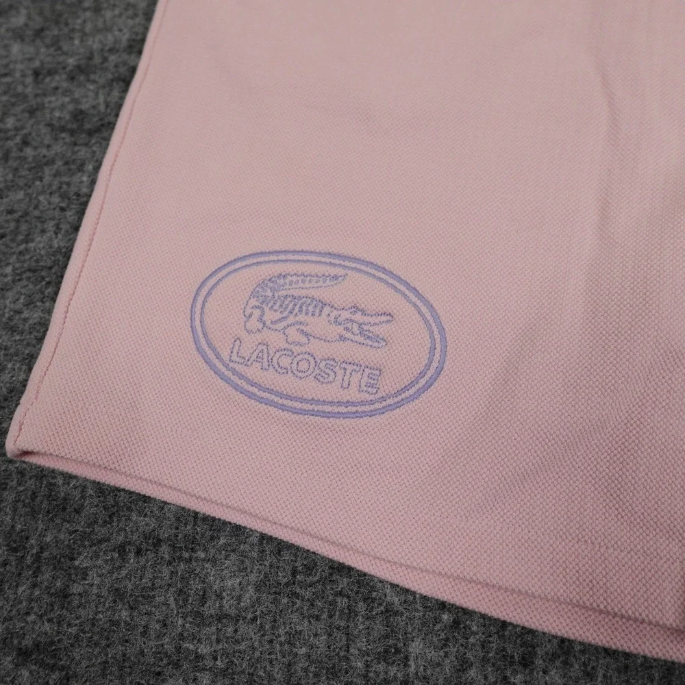 Lacoste Sport Croc Embroidery Shorts Mens XXL‎ Pink Cotton Blend Drawstring